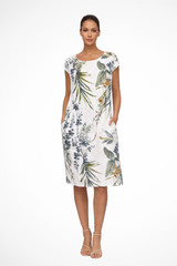 Vestito estivo casual da donna con vestibilità comoda e stampa botanica