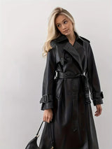 Trench Coat para Mulher - Estilo Longo com Cinto na Cintura