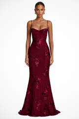 Women's Floral Embroidered Corset Cami Strap Wedding Guest Maxi Dress