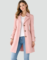 Women's Slim Fit Lightweight Trench Coat with Classic Lapel Collar