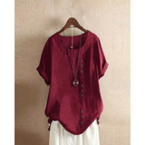 Laurenza - Womens Short Sleeve Shirt Round Neck Solid Color