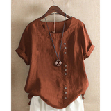 Laurenza - Womens Short Sleeve Shirt Round Neck Solid Color