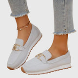 Fabrielle – Womens Textured Buckle Loafers
