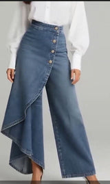 Denia - Wide Leg Denim Look Trousers