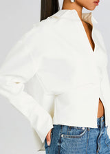 Damira - Chemise drapée en crêpe à boutons