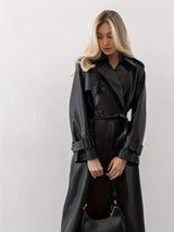 Trench Coat para Mulher - Estilo Longo com Cinto na Cintura