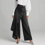 Denia - Wide Leg Denim Look Trousers