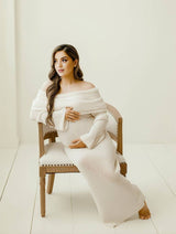 Maternity Dress Regular Fit Off-shoulder Long Sleeves