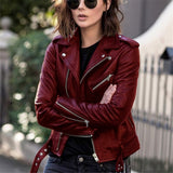 Velmirae - Chaqueta de cuero de alta calidad para mujer