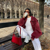 Valerique - Chaqueta oversize roja para mujer