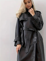 Trench Coat para Mulher - Estilo Longo com Cinto na Cintura