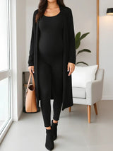 Maternity Sleeveless Jumpsuit – Stretch Crewneck Full Length Pregnancy Outfit