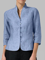 Eleanora - Womens Blouse With Stand Collar