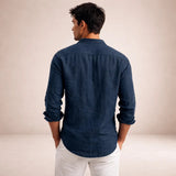Men's Linen Shirt Regular Fit Airy Fabric Open Collar Long Sleeves