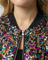 Zafrina - Womens Sequin Bomber Jacket