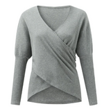Elspeth – Damen gerippter Wickelpullover mit V-Ausschnitt