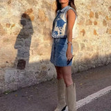 Boho-Style Floral Embroidered Vest with Open Front