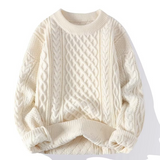 Cable Knit Wool Sweater for Men