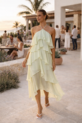 Kimberly - Vestido largo de fiesta elegante para mujer con cuello halter para verano