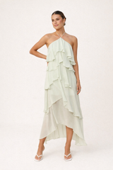 Kimberly - Vestido largo de fiesta elegante para mujer con cuello halter para verano