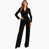 Women's wrap jumpsuit with defined waist