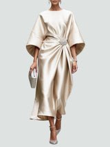 Amarielle – Elegant Draped Women Dress With Jewel Detail