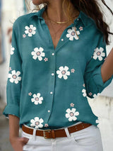 Ellavira – Floral Button Up Long Sleeve Shirt Women
