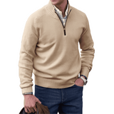 Half Zip Pullover Sweater Men - Structured Knit & Ribbed Edges