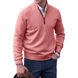 Half Zip Pullover Sweater Men - Structured Knit & Ribbed Edges