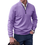 Half Zip Pullover Sweater Men - Structured Knit & Ribbed Edges