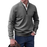 Half Zip Pullover Sweater Men - Structured Knit & Ribbed Edges