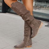 Knee-High Slouch Boots Women – Matte Surface & Side Zipper