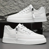 Lace-Up Low-Top Sneakers with Side Zip for Men
