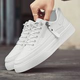 Lace-Up Low-Top Sneakers with Side Zip for Men
