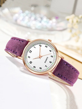 Women's Leather Watch in Rose Gold