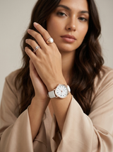 Women's Leather Watch in Rose Gold