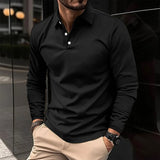 Polo à manches longues avec patte de boutonnage pour homme