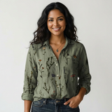 Airy Botanical Women's Button-Down Shirt