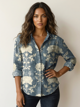 Airy Botanical Women's Button-Down Shirt