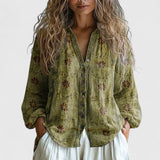 Mykayla | Blouse Dames Retro Bladprint Comfort 2