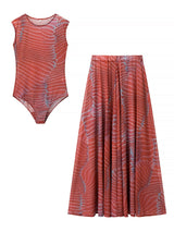 Velmiora - Mesh Bodysuit Skirt Set