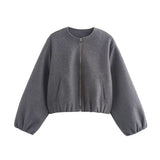 Valenciann - Womens Bomber Jacket With High Collar And Side Pockets