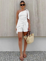Vienelle - One Shoulder Two Piece Set