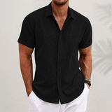 Short-sleeved shirt made of cotton and linen
