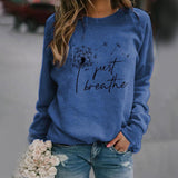 Elegant 'Just Breathe' Sweatshirt with Timeless Design for Women