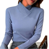 Lucienne – Top casual de manga larga azul para mujer