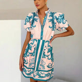 Women's Puff Sleeve Mini Dress with Floral Print and Relaxed Fit