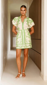 Women's Puff Sleeve Mini Dress with Floral Print and Relaxed Fit