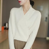 Caeloria - Dame cashmereblandet viklesweater