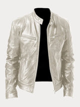 Premium Men's Leather Jacket with Insulating Lining and Adjustable Cuffs
